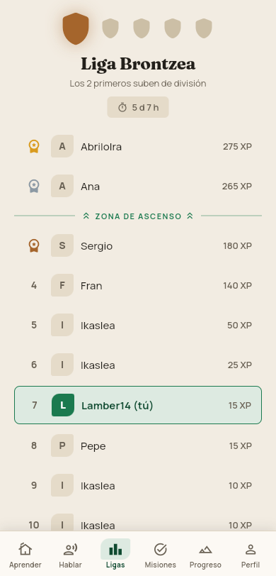 Ligas semanales — liga semanal